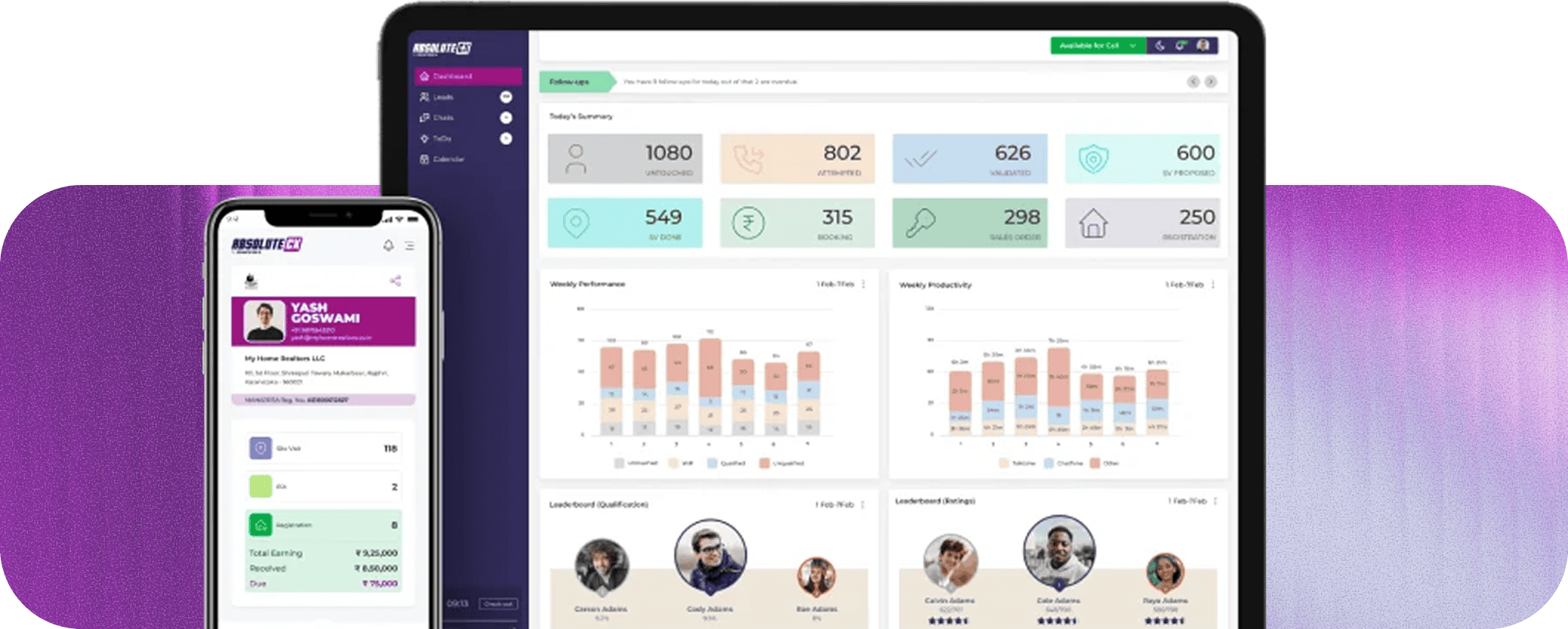 Prestige Group Dashboard & App Mockup